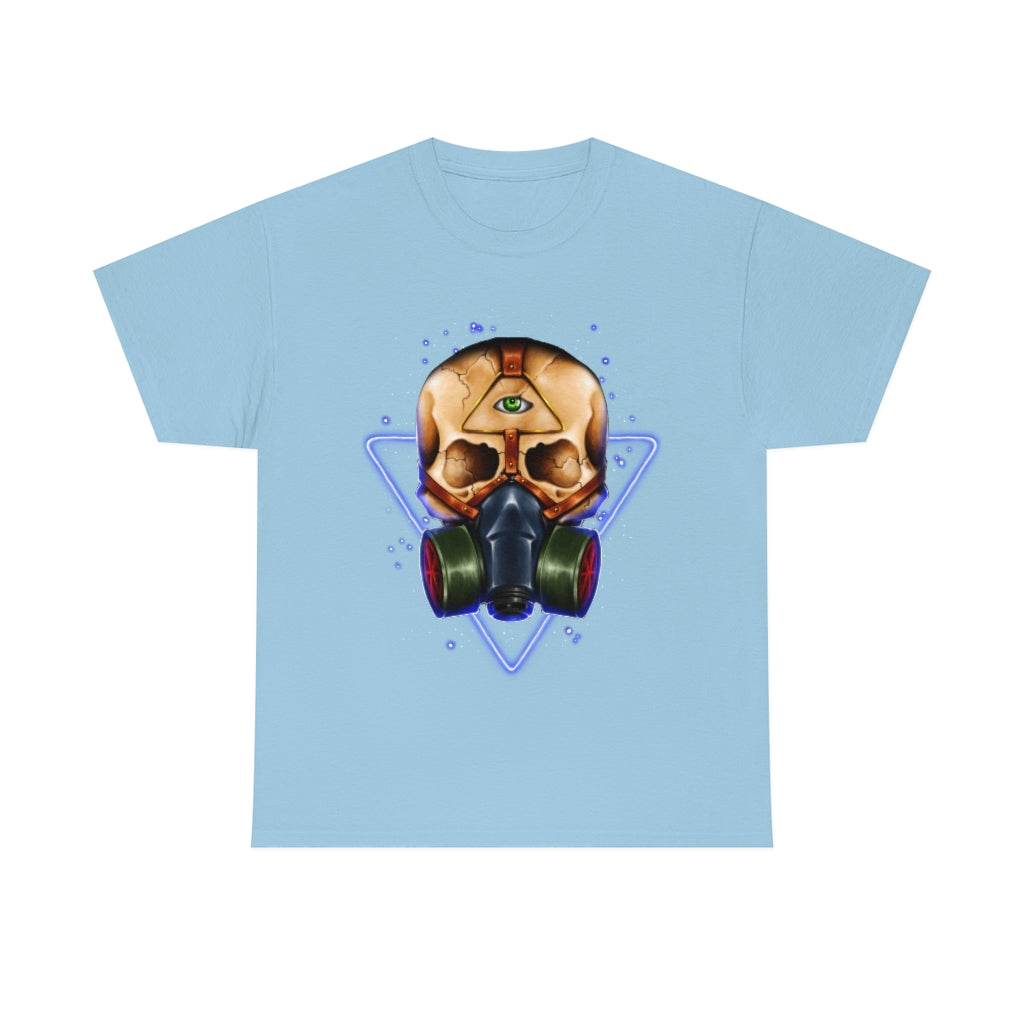 Neon Skull in Gasmask - Unisex Heavy Cotton Tee