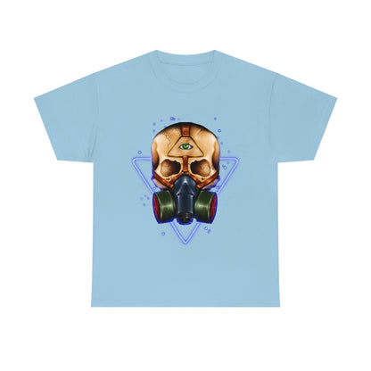 Neon Skull in Gasmask - Unisex Heavy Cotton Tee