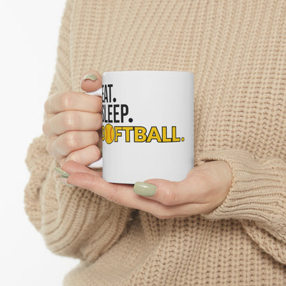 Eat. Sleep. Softball. Ceramic Mug 11oz