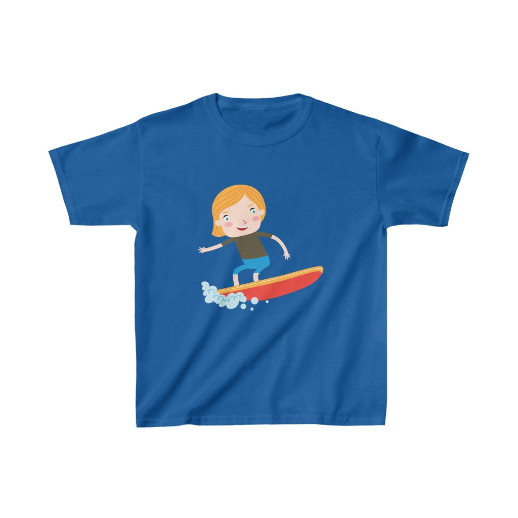 Cartoon Kid Surfing - Kids Heavy Cotton™ Tee