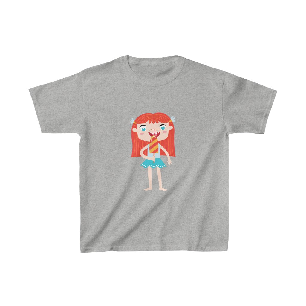 Cartoon Girl with Popsicle - Kids Heavy Cotton™ Tee