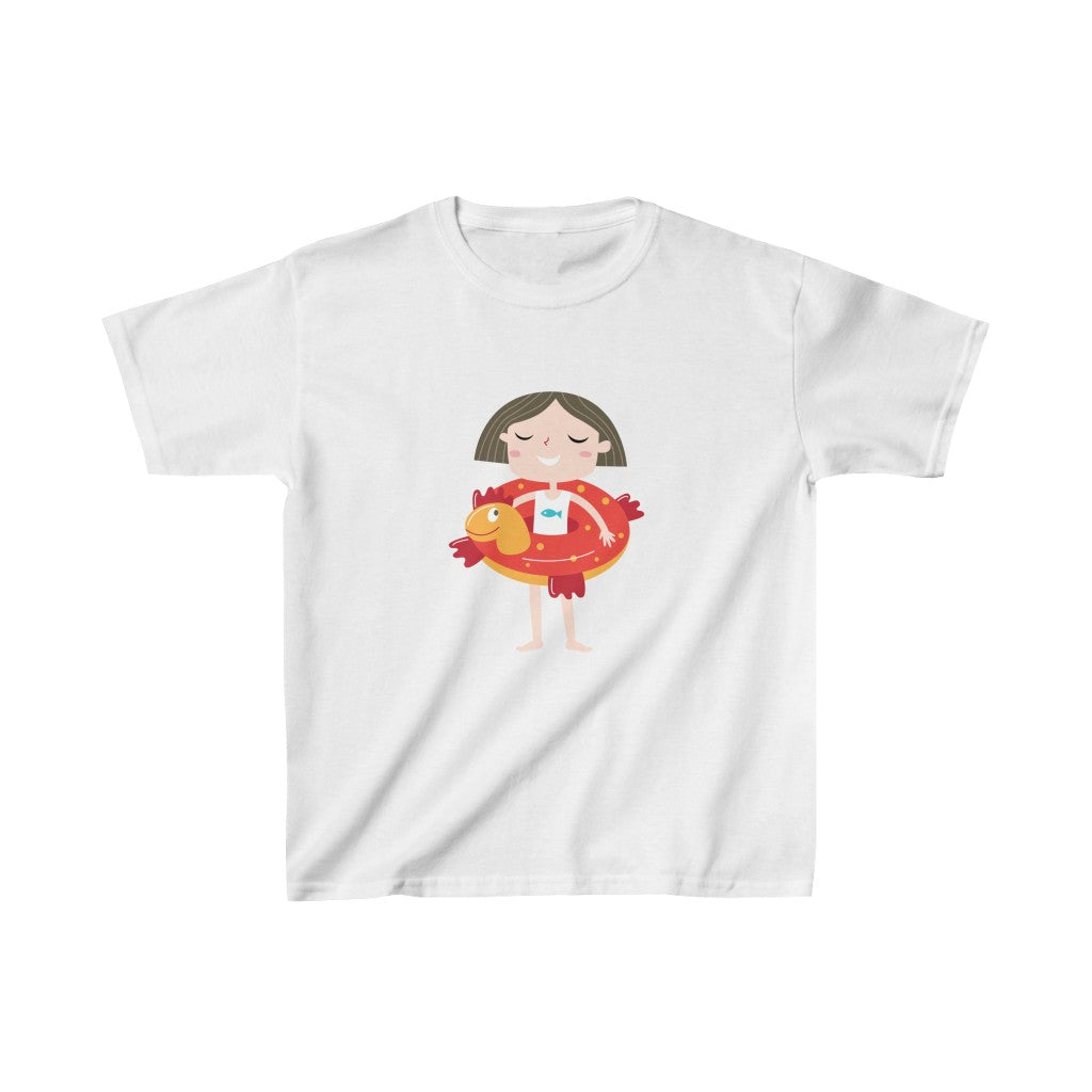 Cartoon Kid with Floatie - Kids Heavy Cotton™ Tee