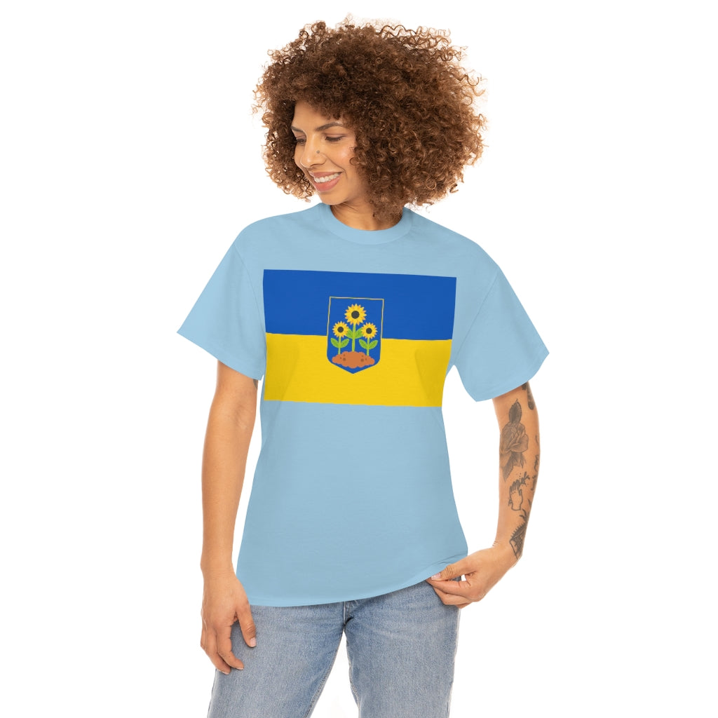 Ukrainian Flag - Sunflower Trident - Unisex Heavy Cotton Tee