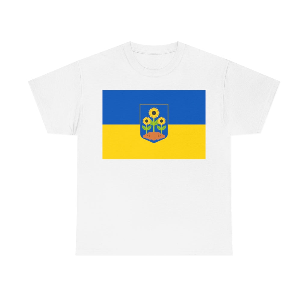 Ukrainian Flag - Sunflower Trident - Unisex Heavy Cotton Tee