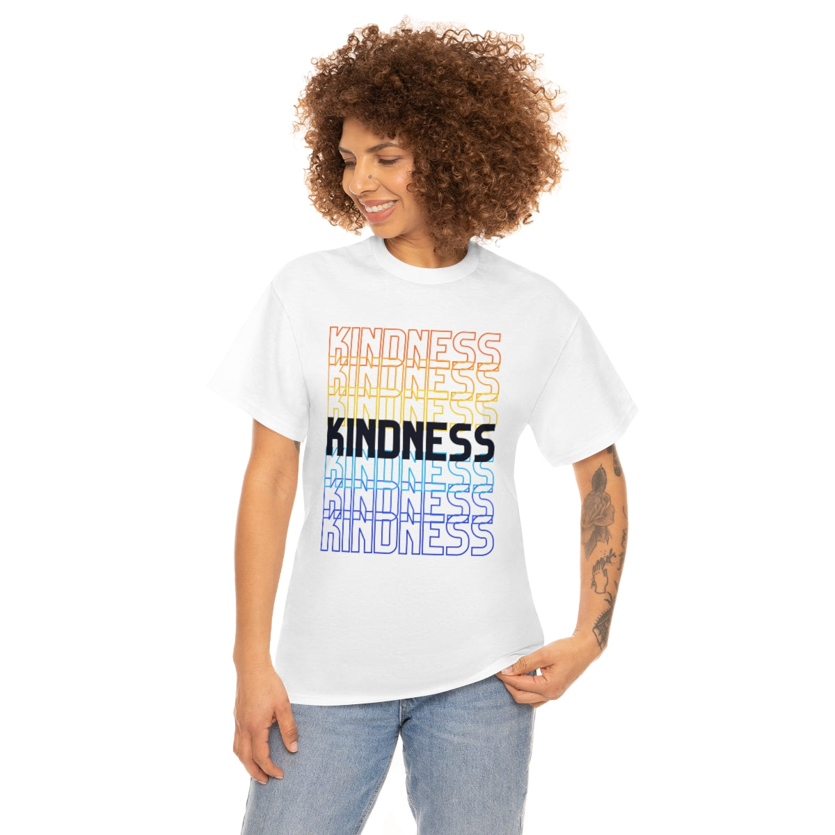 KINDNESS - repeating rainbow - Unisex Heavy Cotton Tee