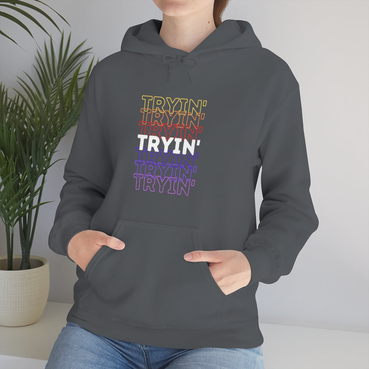 Tryin' Repeating Rainbow - Unisex Heavy Blend™ Hooded Sweatshirt