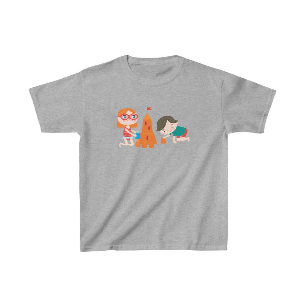 Cartoon Kids & Sandcastle - Kids Heavy Cotton™ Tee