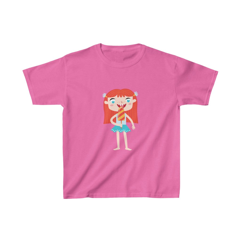 Cartoon Girl with Popsicle - Kids Heavy Cotton™ Tee