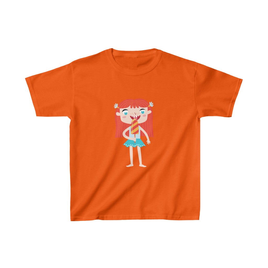 Cartoon Girl with Popsicle - Kids Heavy Cotton™ Tee