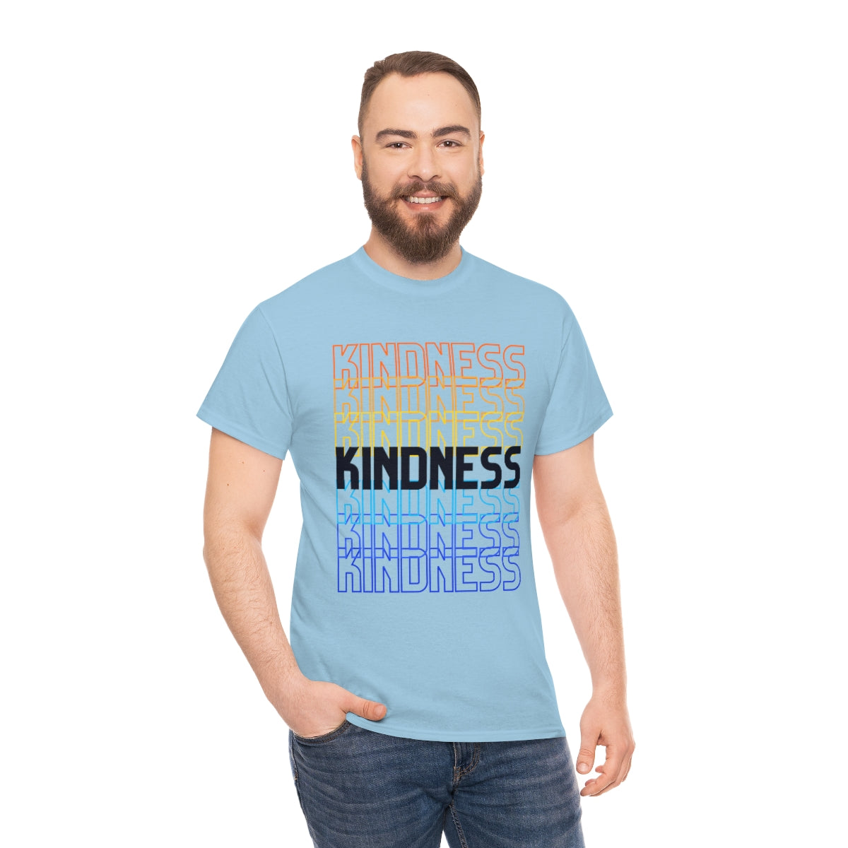 KINDNESS - repeating rainbow - Unisex Heavy Cotton Tee