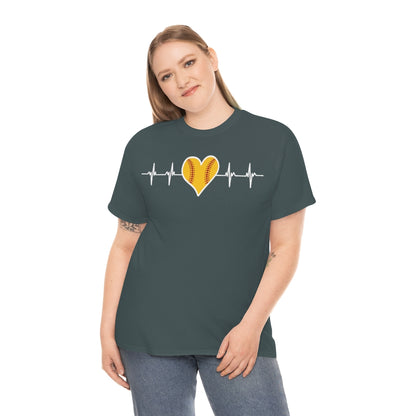 Softball Heartbeat - Unisex Cotton Tee