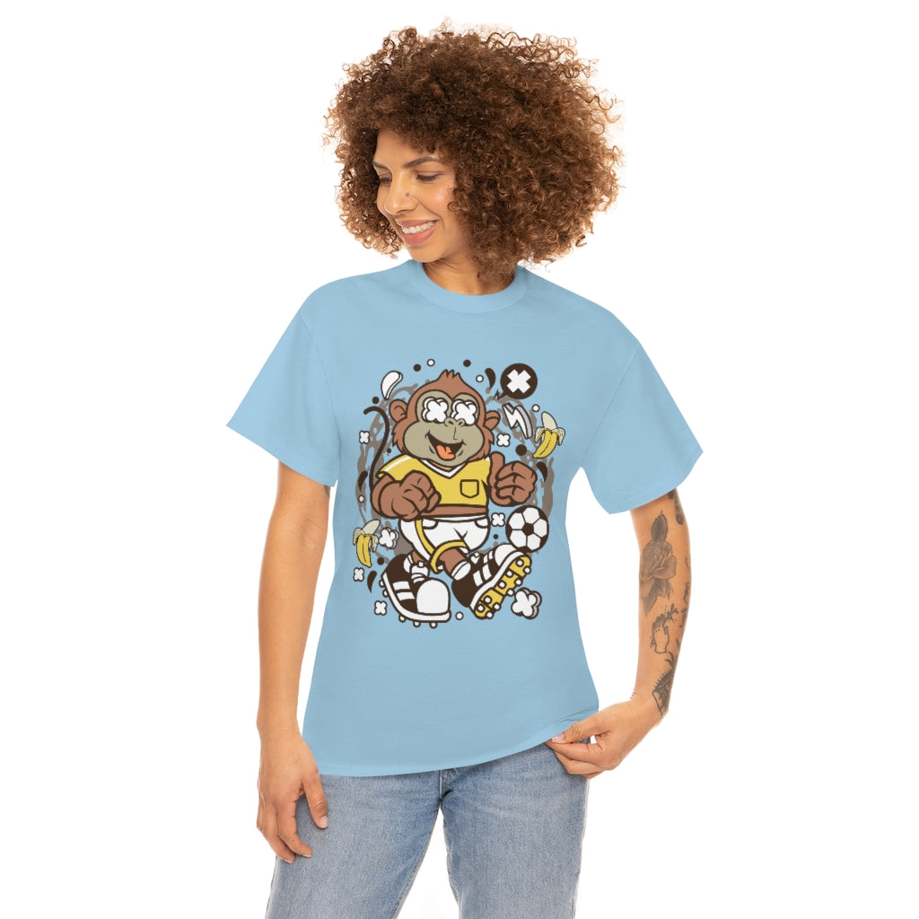 Cartoon Mad Monkey Soccer - Unisex Heavy Cotton Tee