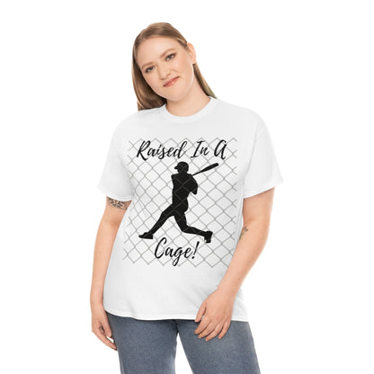 Baseball - Raised in a Cage - Unisex Cotton Tee