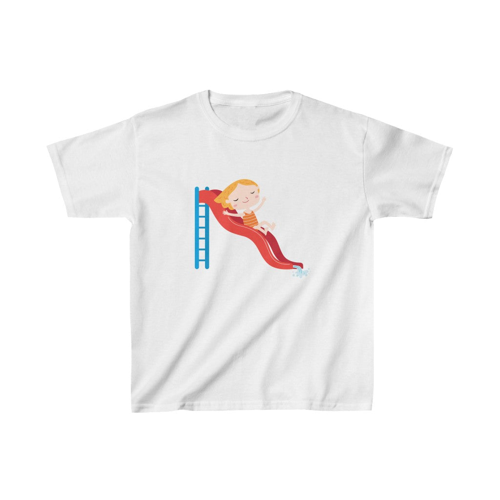 Cartoon Girl on Waterslide - Kids Heavy Cotton™ Tee