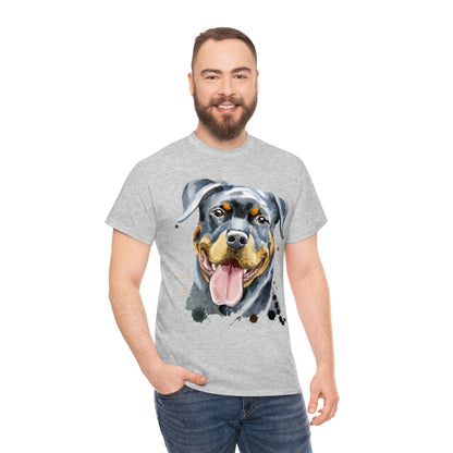 Rottweiller Dog Portrait - Water color - Unisex Heavy Cotton Tee