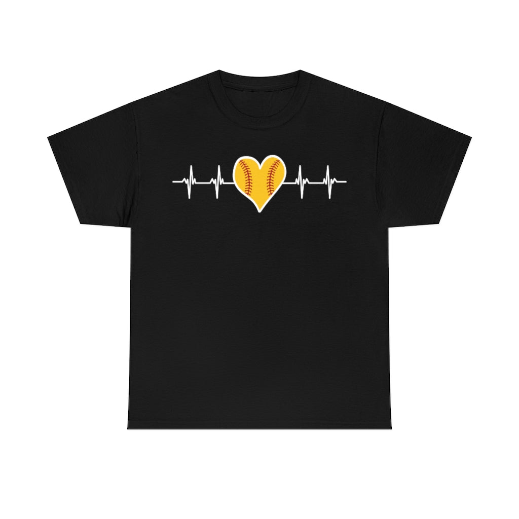 Softball Heartbeat - Unisex Cotton Tee