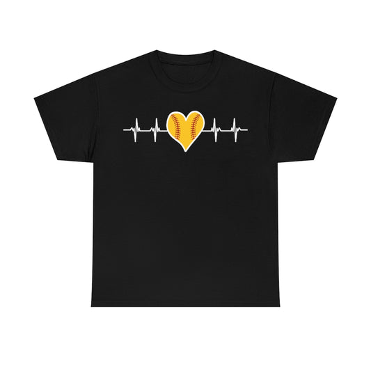 Softball Heartbeat - Unisex Cotton Tee