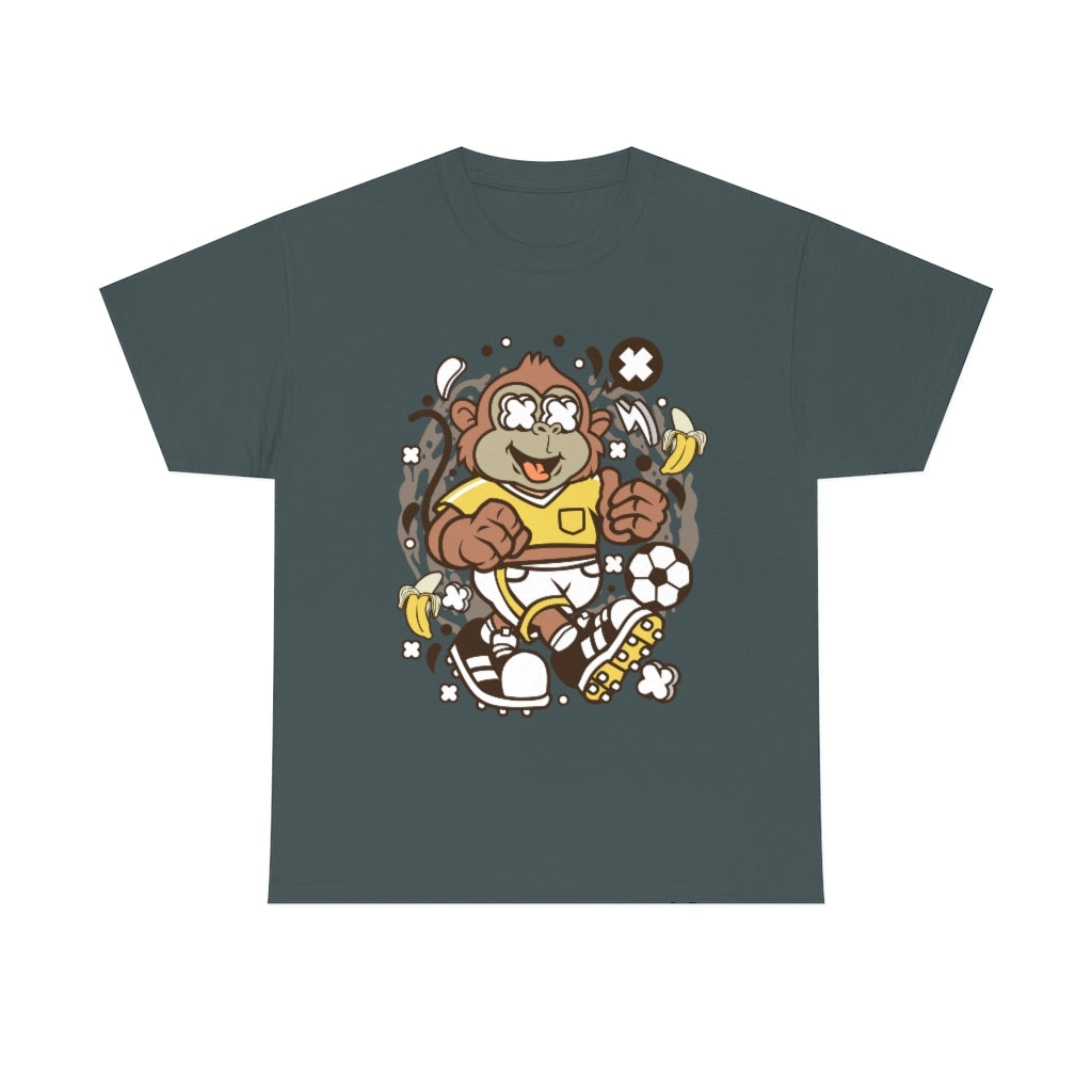 Cartoon Mad Monkey Soccer - Unisex Heavy Cotton Tee