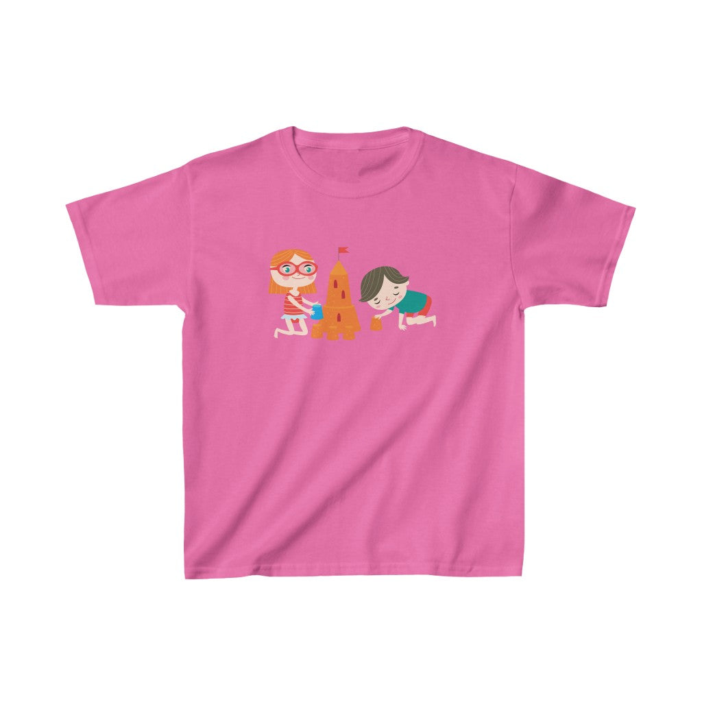 Cartoon Kids & Sandcastle - Kids Heavy Cotton™ Tee