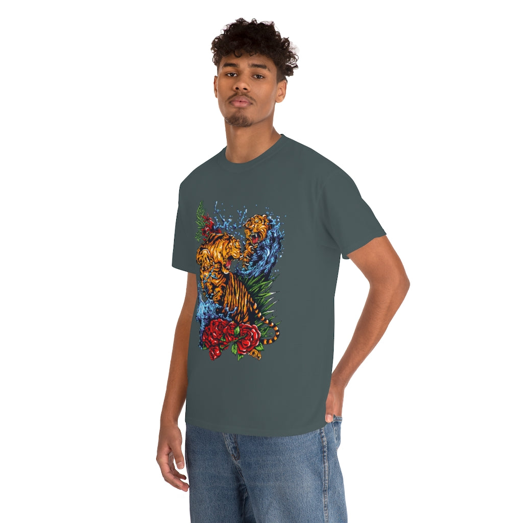 Tattoo Art - Tiger Fight - Unisex Heavy Cotton Tee