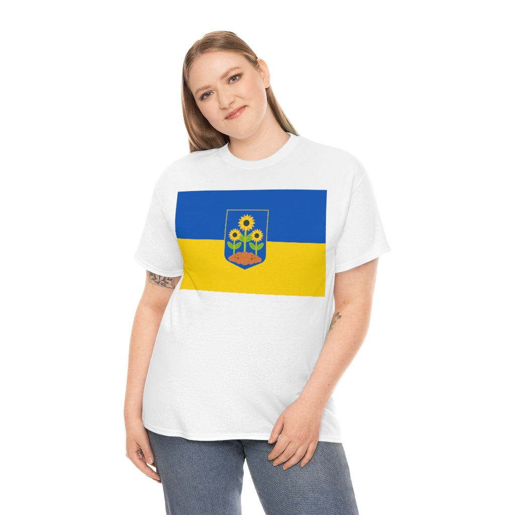 Ukrainian Flag - Sunflower Trident - Unisex Heavy Cotton Tee