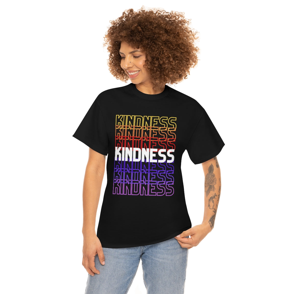 KINDNESS - repeating rainbow - red-purple - Unisex Heavy Cotton Tee