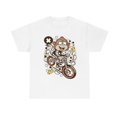 Cartoon Mad Monkey BMX - Unisex Heavy Cotton Tee