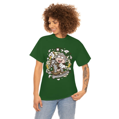 Cartoon Mad Monkey Rocking Horse - Unisex Heavy Cotton Tee