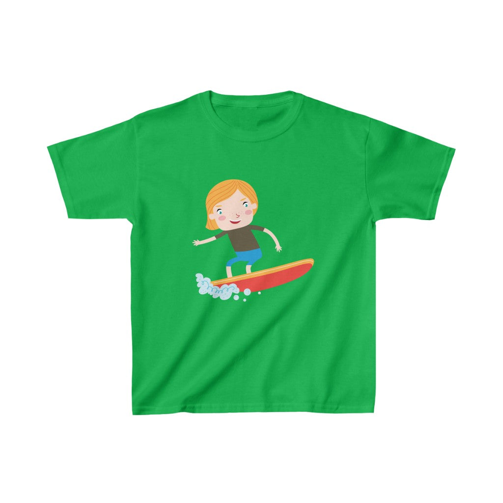 Cartoon Kid Surfing - Kids Heavy Cotton™ Tee