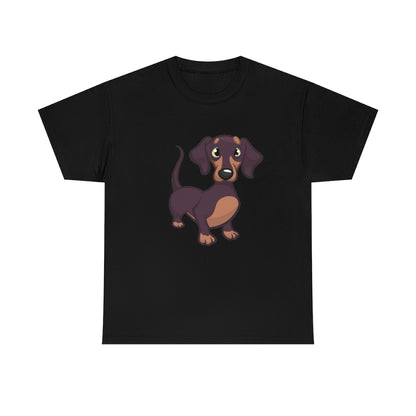 Cartoon Dog Puppy - Daschund - Unisex Heavy Cotton Tee