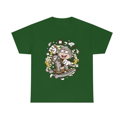 Cartoon Mad Monkey Rocking Horse - Unisex Heavy Cotton Tee