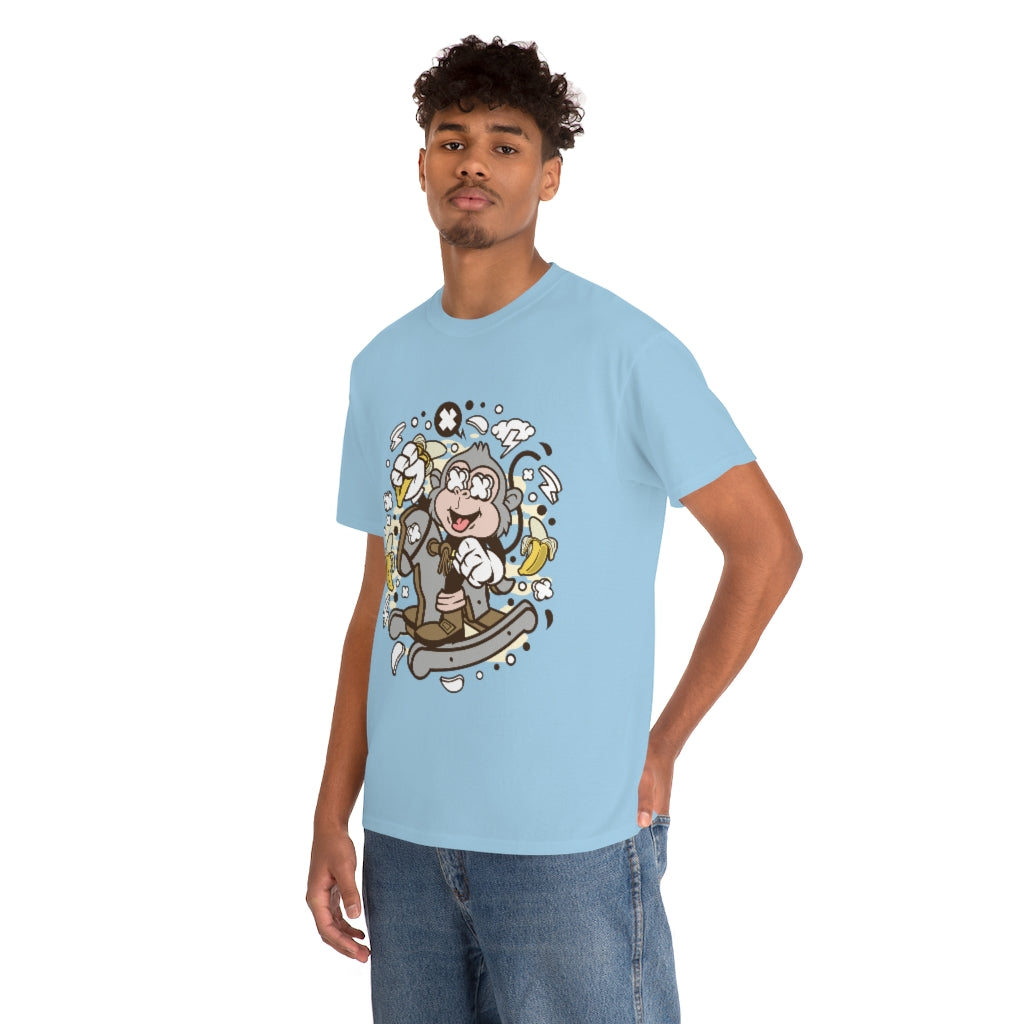 Cartoon Mad Monkey Rocking Horse - Unisex Heavy Cotton Tee