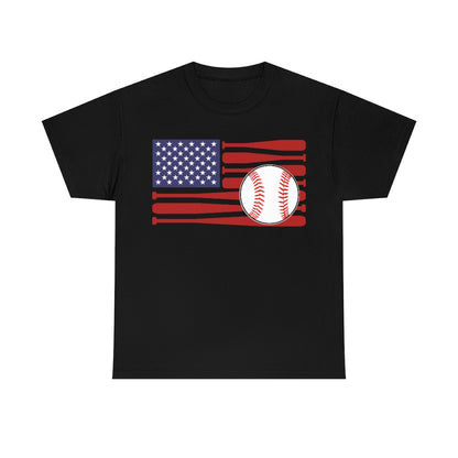 Baseball USA Flag - Unisex Cotton Tee