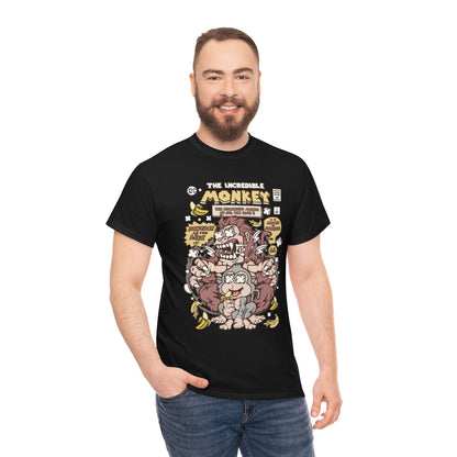 Cartoon Mad Monkey Comic Book Cover - Unisex Heavy Cotton Tee