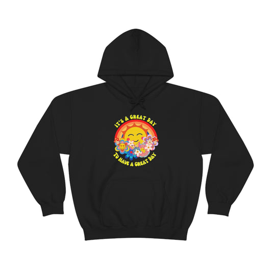 It's a Great Day to Have a Great Day- Flowers - Sun - Rainbow - Unisex Heavy Blend - Hooded Sweatshirt