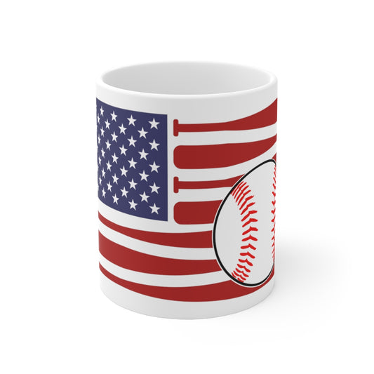 USA Flag Baseball - Ceramic Mug 11oz