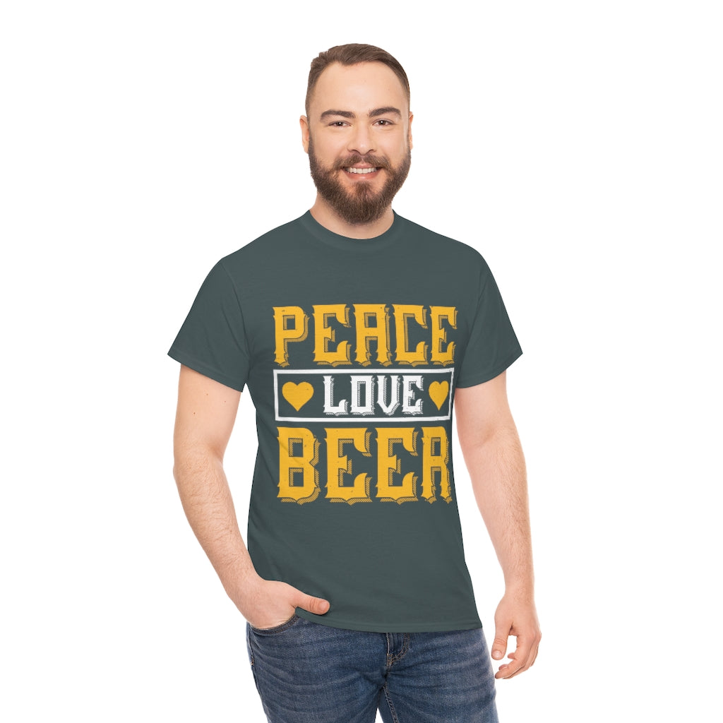 Peace, Love, Beer - Unisex Heavy Cotton Tee