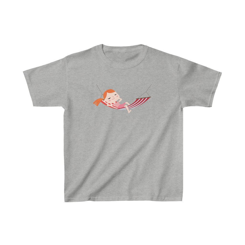 Cartoon Girl in Hammock - Kids Heavy Cotton™ Tee