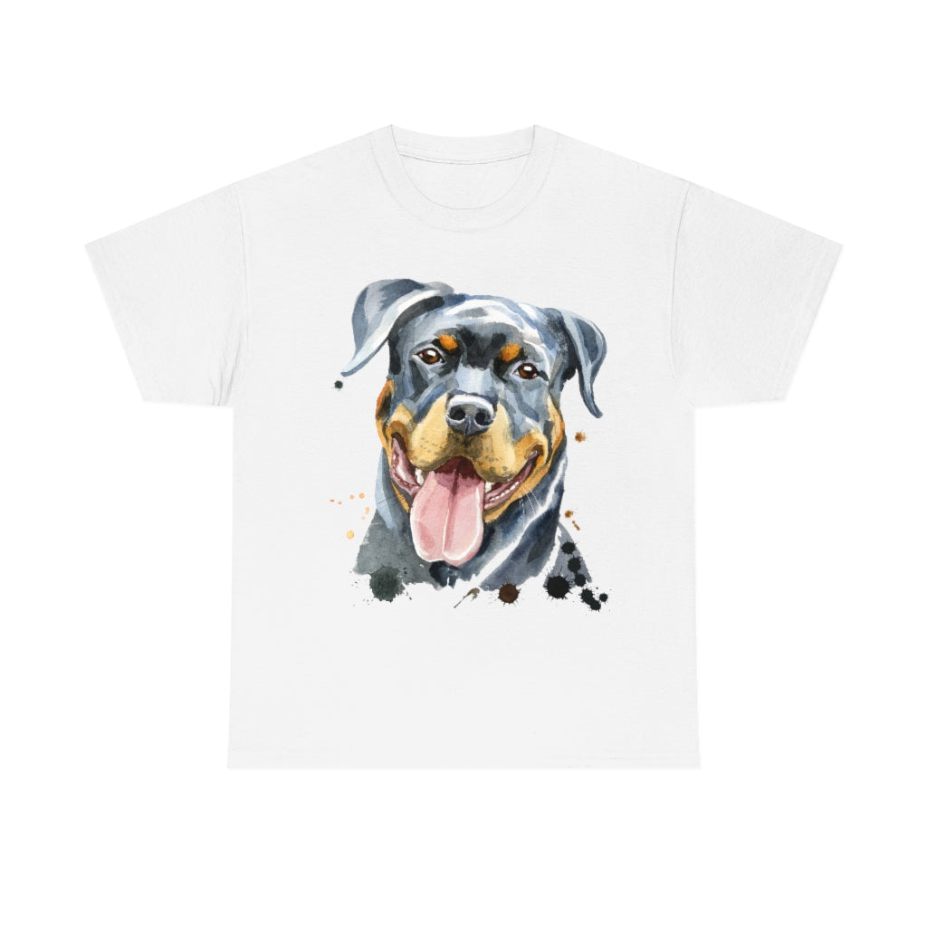 Rottweiller Dog Portrait - Water color - Unisex Heavy Cotton Tee