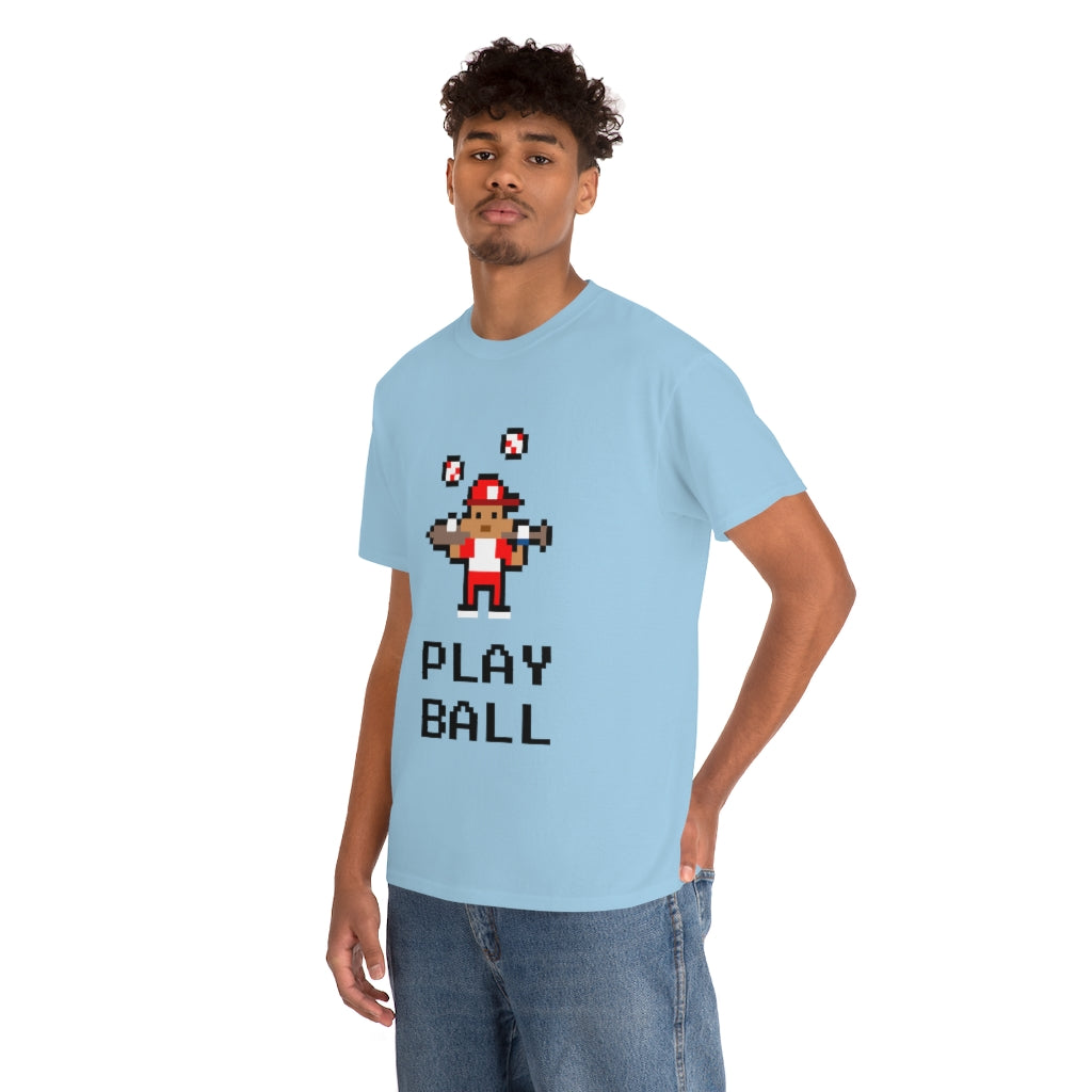 Baseball Retro 8-bit Play Ball - Unisex Cotton Tee