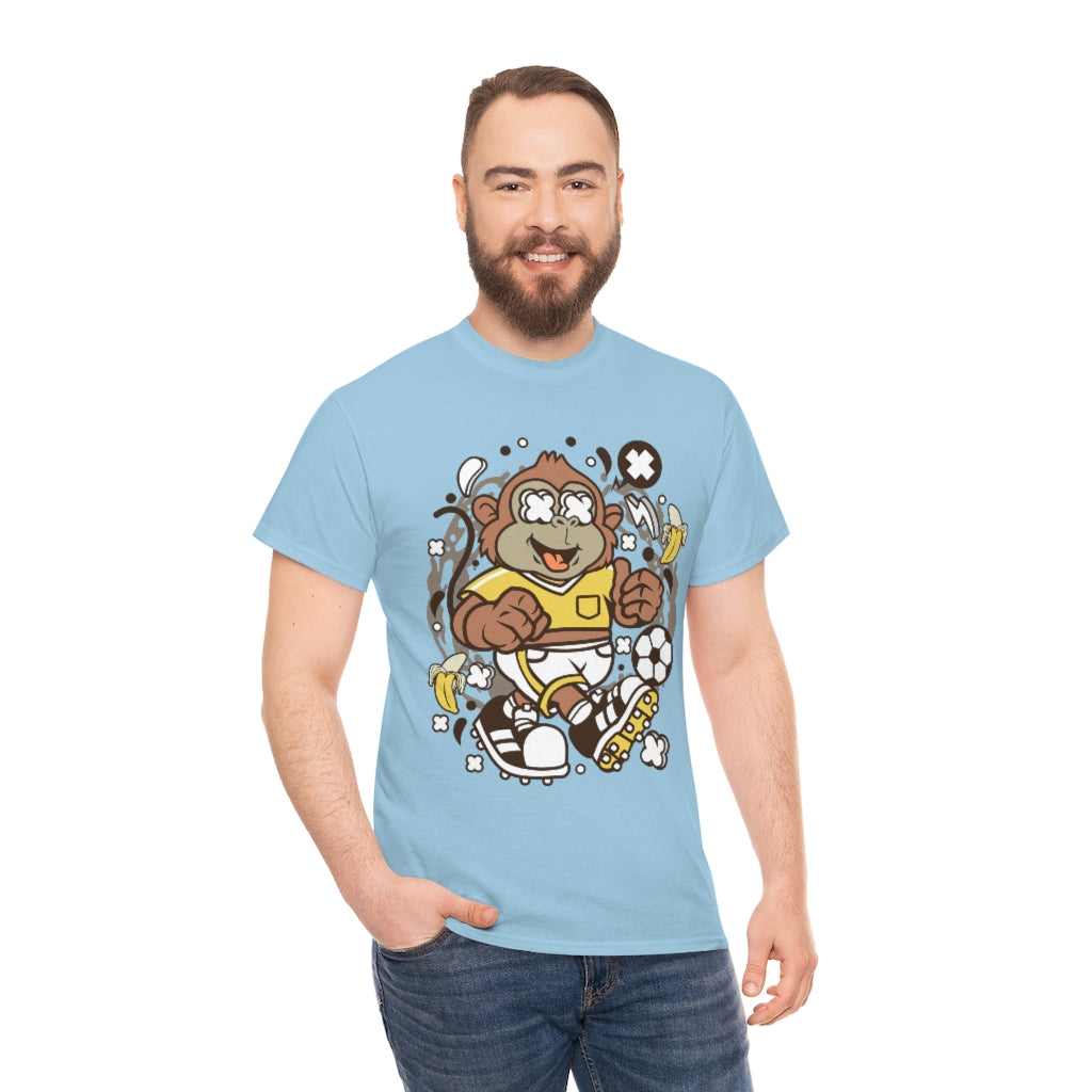 Cartoon Mad Monkey Soccer - Unisex Heavy Cotton Tee