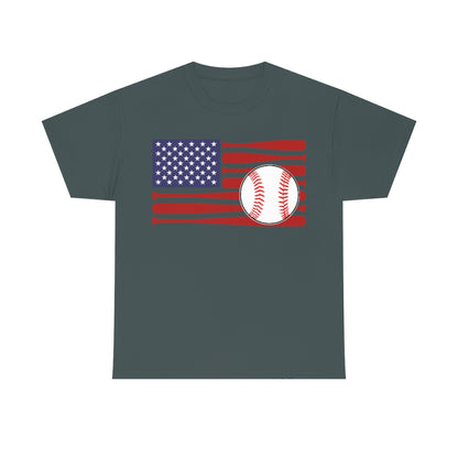 Baseball USA Flag - Unisex Cotton Tee