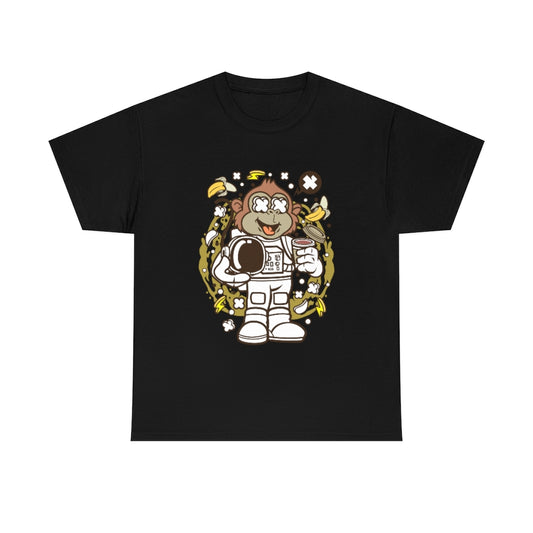 Cartoon Mad Monkey Astronaut - Unisex Heavy Cotton Tee