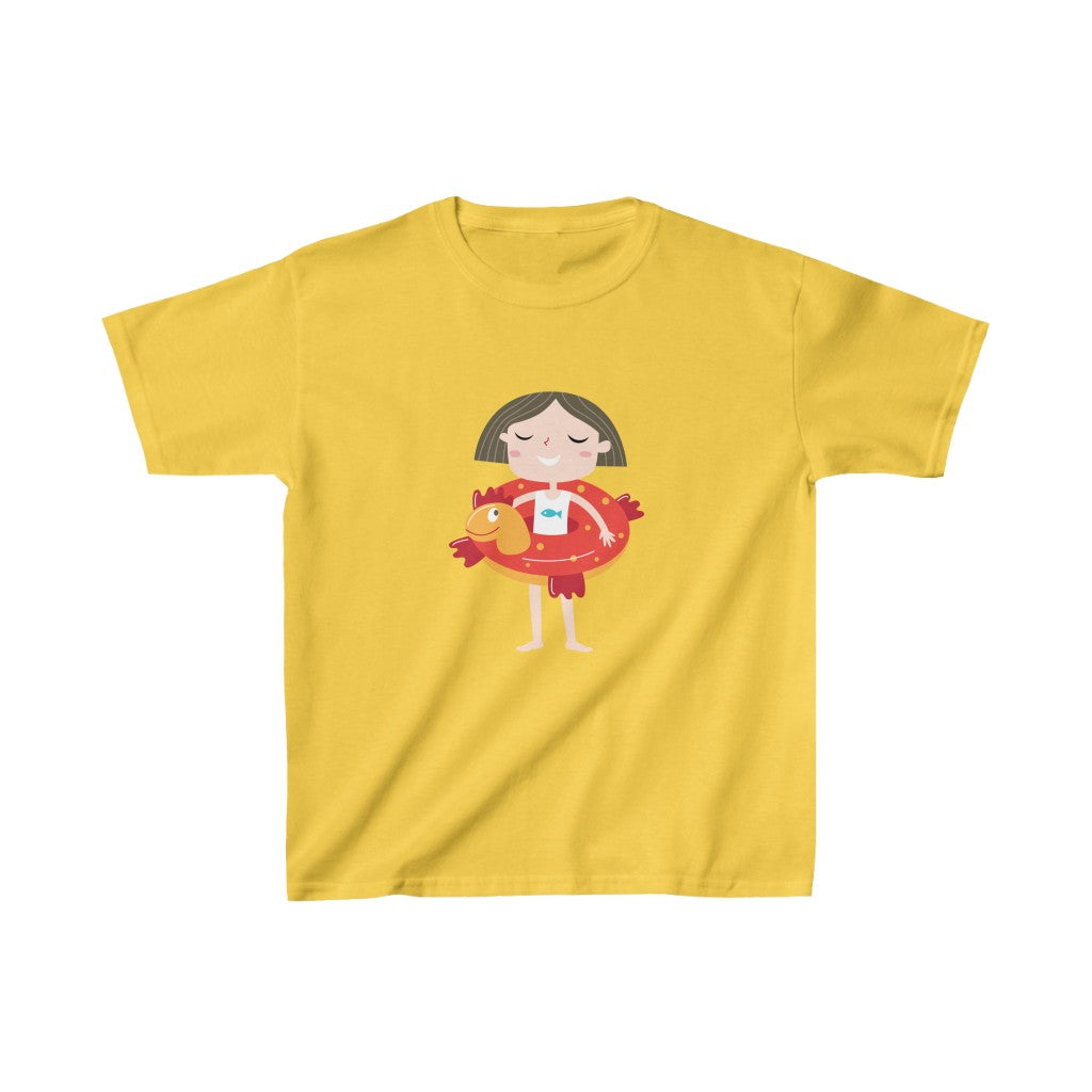 Cartoon Kid with Floatie - Kids Heavy Cotton™ Tee