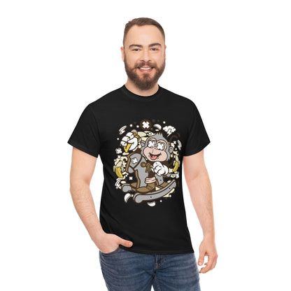 Cartoon Mad Monkey Rocking Horse - Unisex Heavy Cotton Tee