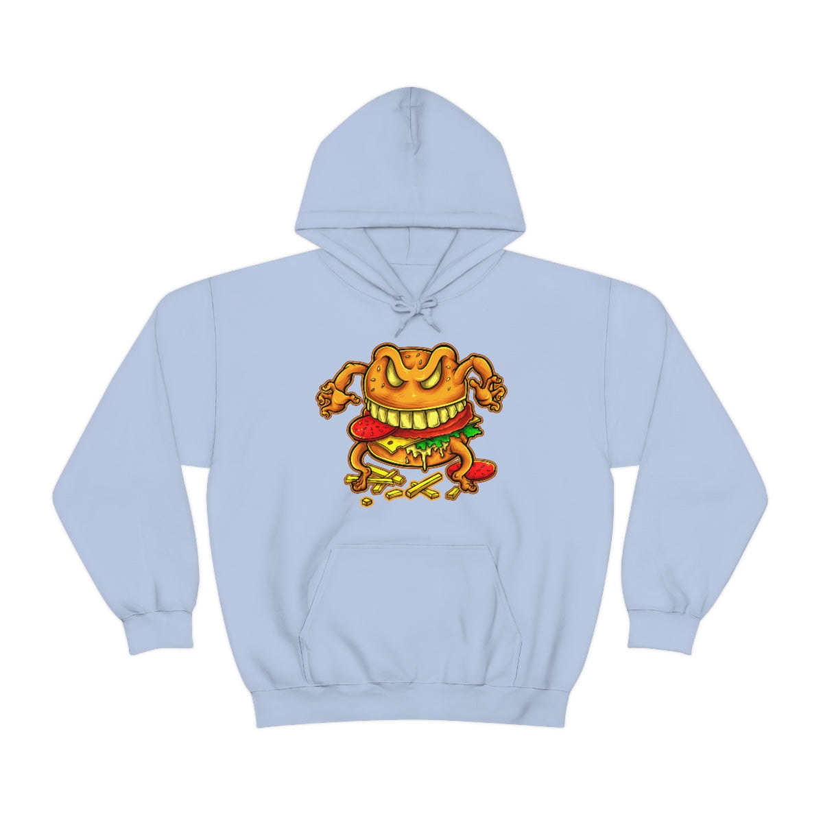 Cartoon Art - Evil Deluxe Cheese Burger - Unisex Heavy Blend™ Hooded Sweatshirt