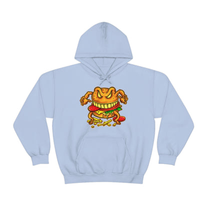 Cartoon Art - Evil Deluxe Cheese Burger - Unisex Heavy Blend™ Hooded Sweatshirt