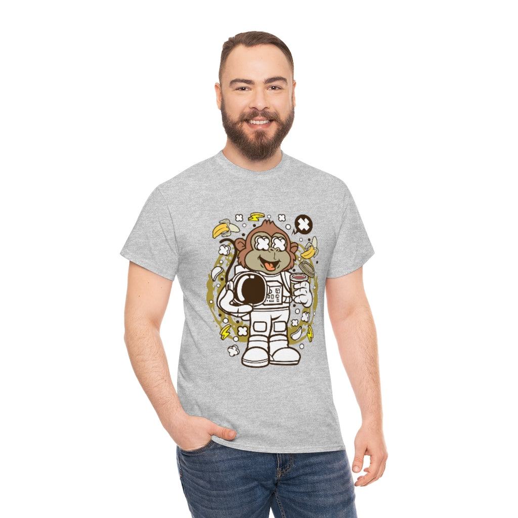 Cartoon Mad Monkey Astronaut - Unisex Heavy Cotton Tee