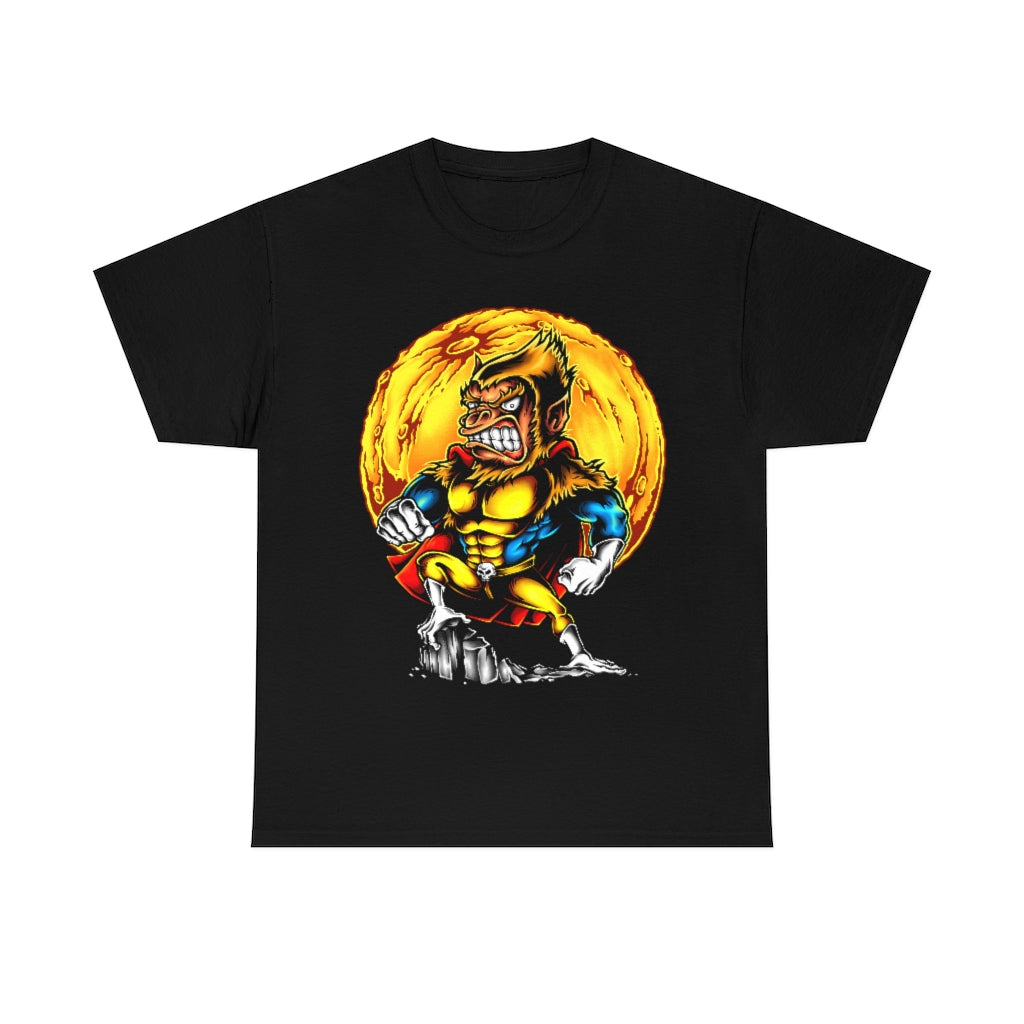 Cartoon Art - Manic Moon Ape - Unisex Heavy Cotton Tee