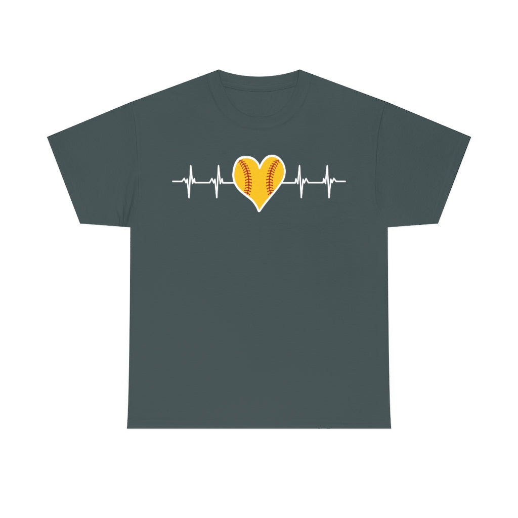 Softball Heartbeat - Unisex Cotton Tee